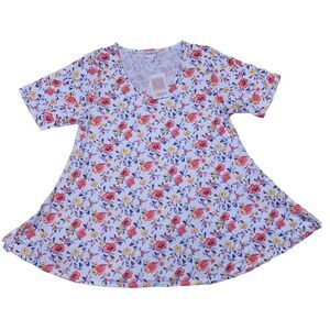 LuLaRoe Womens Top Size Large Perfect T Pink Roses Floral NWT Decade New Release